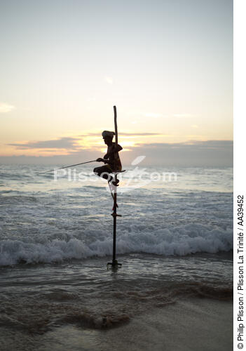 Pêcheurs sur échasse au Sri Lanka - © Philip Plisson / Plisson La Trinité / AA39452 - Nos reportages photos - Vertical