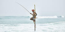 © Philip Plisson / Plisson La Trinité / AA39468 Pêcheurs sur échasse au Sri Lanka - Nos reportages photos - Pays étranger